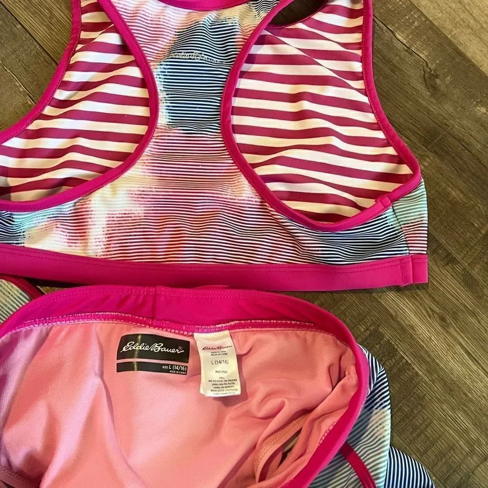 Eddie Bauer girls swim shorts and top size L 14/16